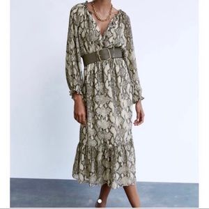 Zara Snake Skin Midi Dress, Size S